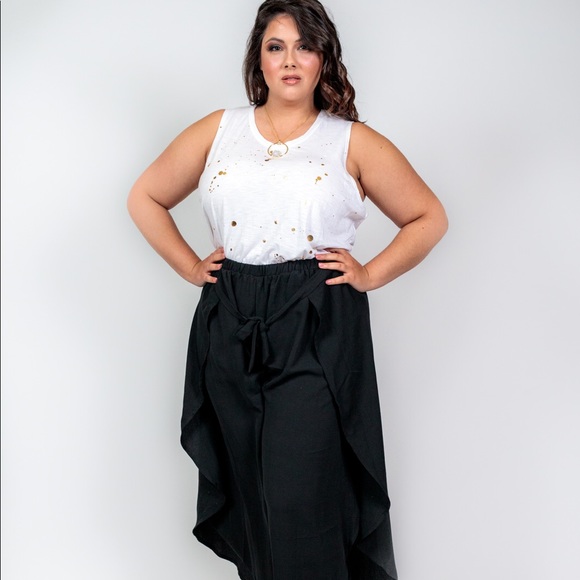 Plus Size ‘Cordelia’ Double Slit Palazzo Pants - Picture 2 of 7
